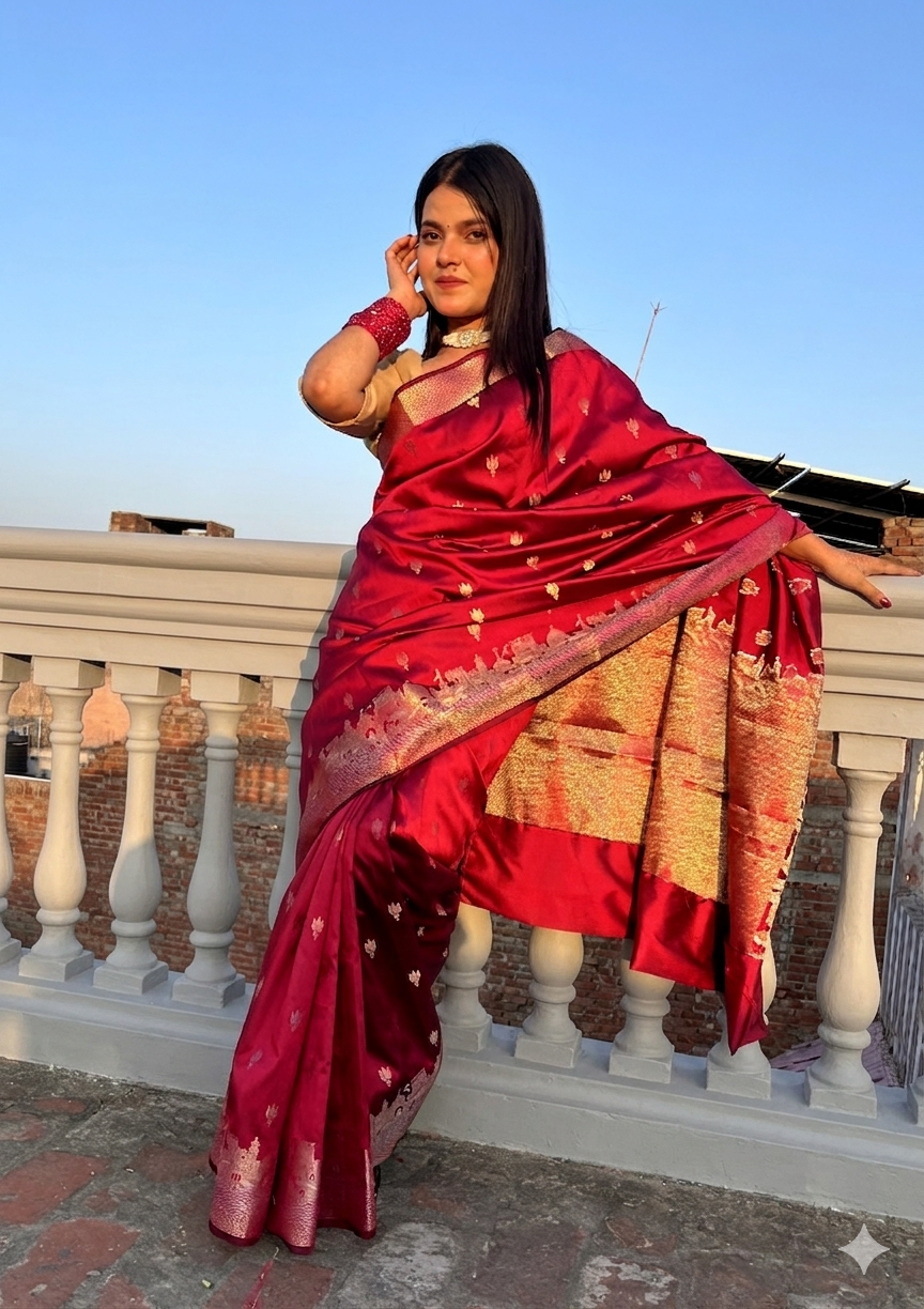 Royal Rani Pink Kashi Ghat Banarasi Silk Saree