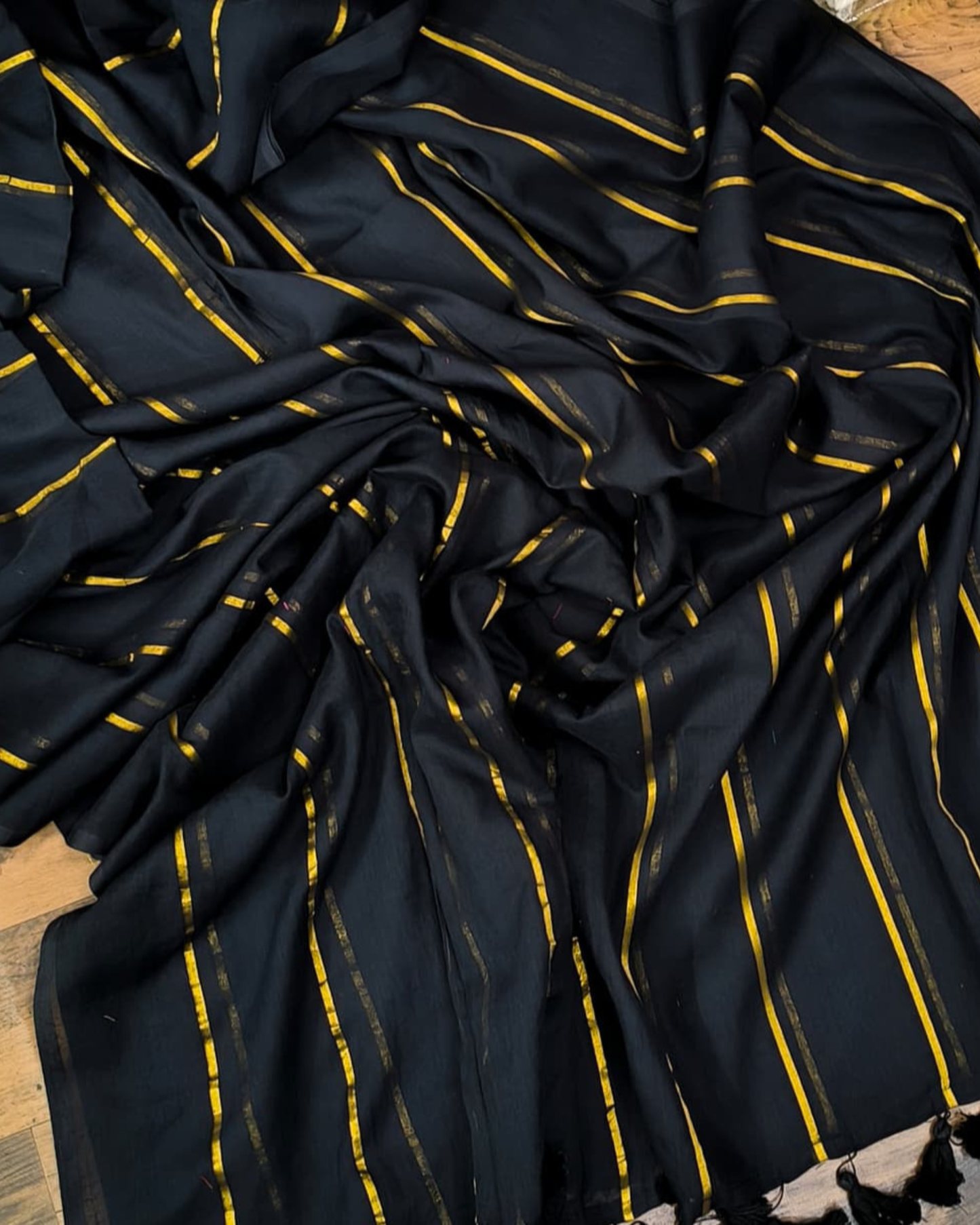 Midnight Stripe Mul Cotton Saree