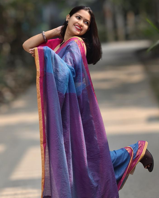 Neel Akash Mul Tissue Saree