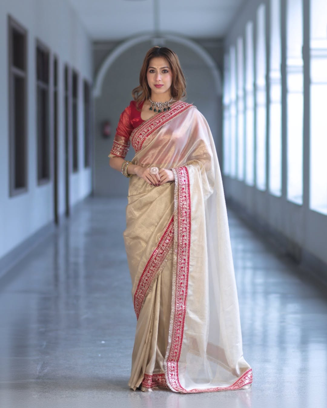 Maharani Ivory Tissue Silk Saree