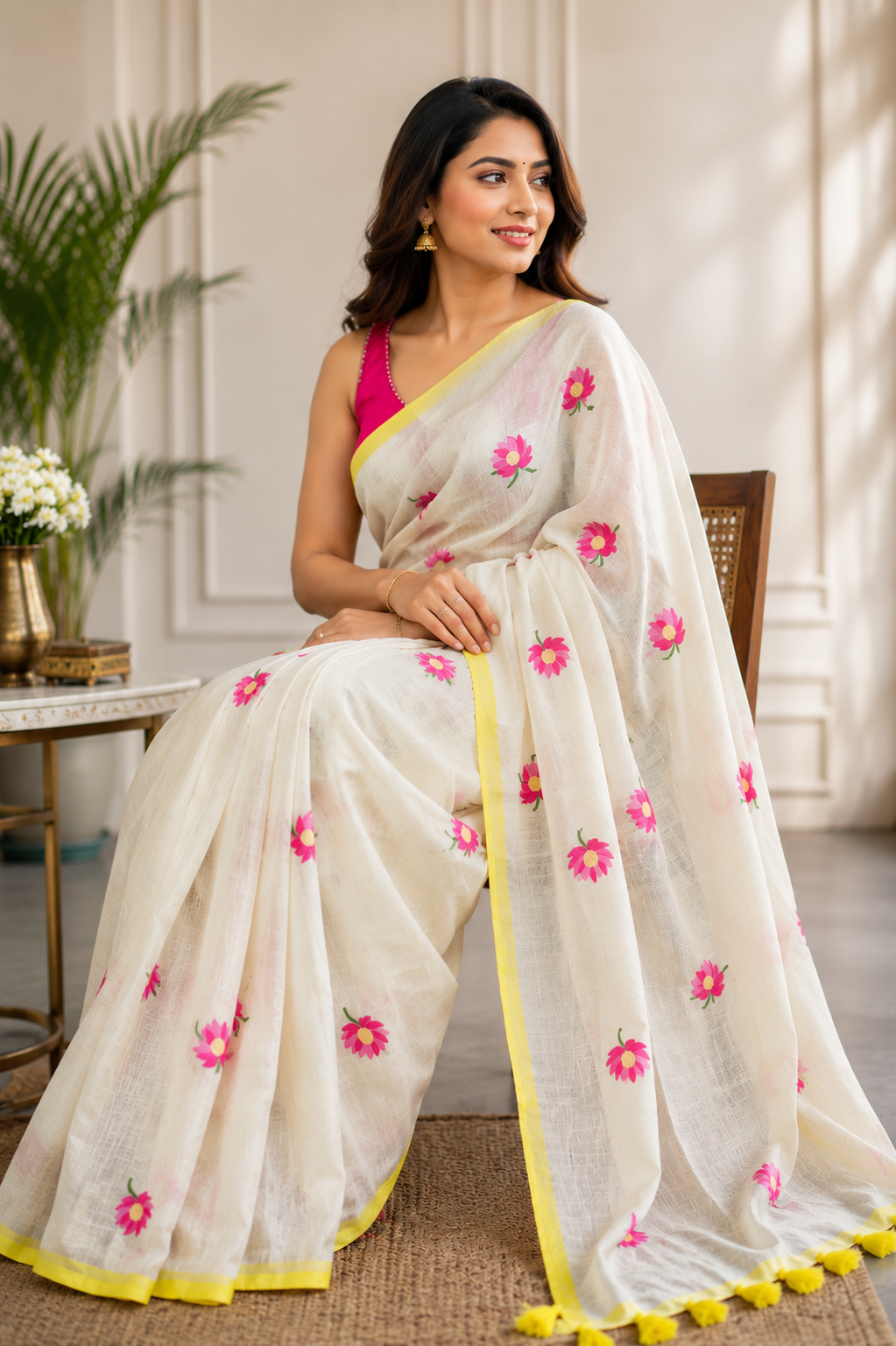 Midnight Bloom Cotton Saree