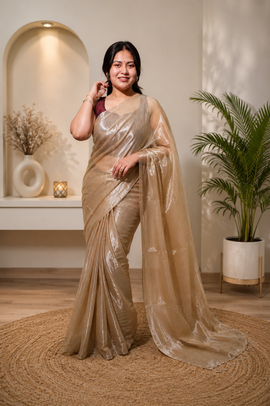 Champagne Gold Tissue Saree