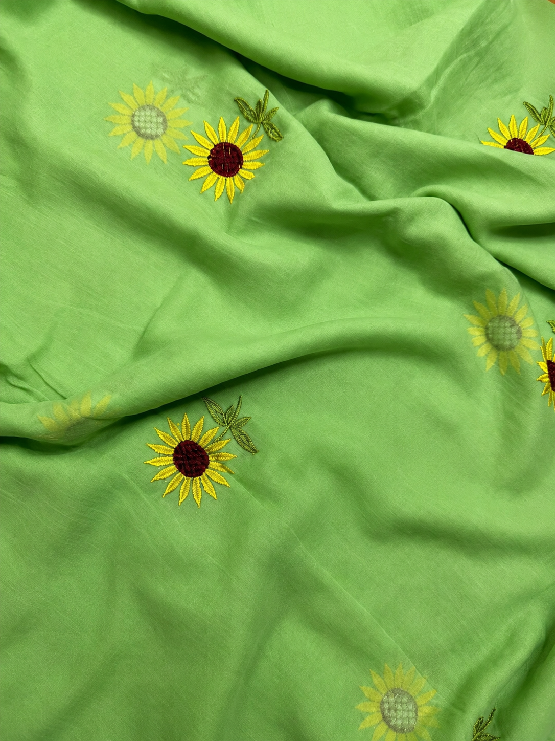Surajmukhi Pista Green Mul Cotton Saree