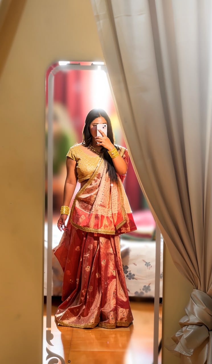 Buta Mirror Work Banarasi Tissue silk saree