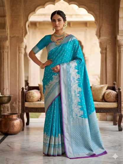 Mashru Katan Silk Ghat Border Banarasi Saree