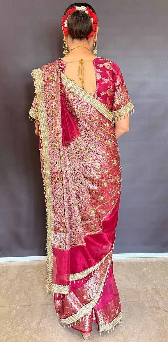 Viral Banarasi Soft Tissue Silk Ghunghroo Saree With Heavy Lace Attached