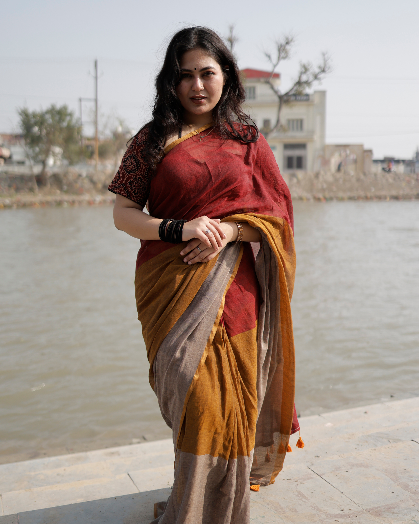 Colour Block Mul Mul Saree