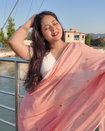 Peach Blossom Mul Cotton Saree