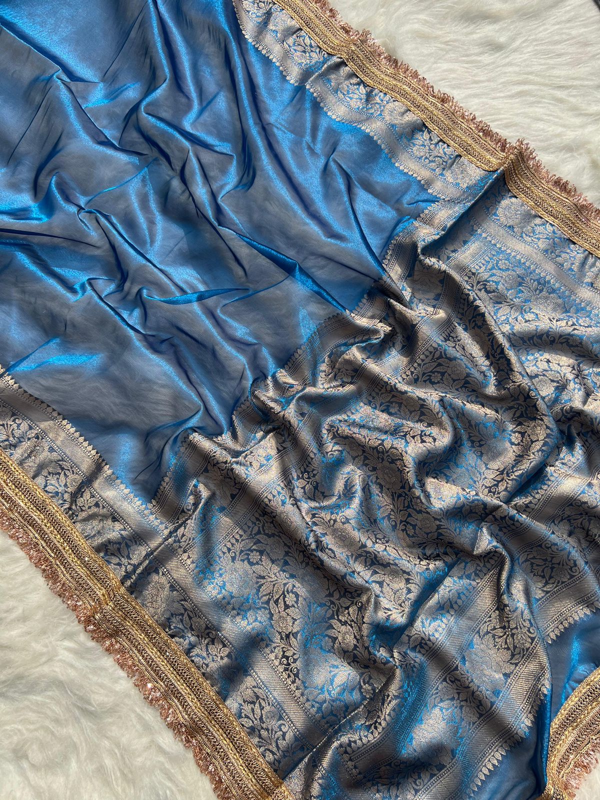 Gulab Border Banarasi Tissue Silk Saree