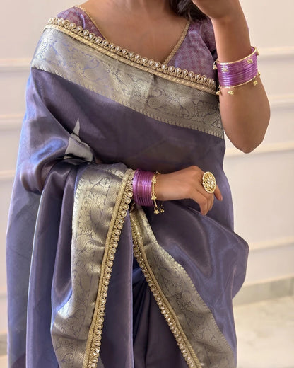 Pashmeena Banarasi Tissue Silk Saree