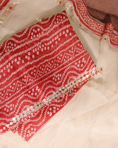 Kota Doria Saree With Bandhej Border