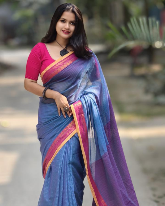 Neel Akash Mul Tissue Saree