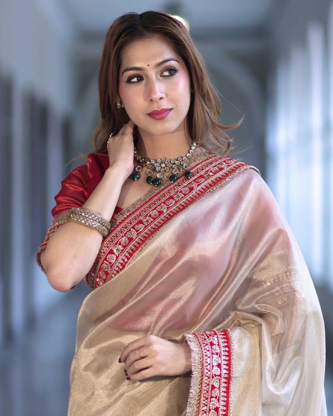 Maharani Ivory Tissue Silk Saree