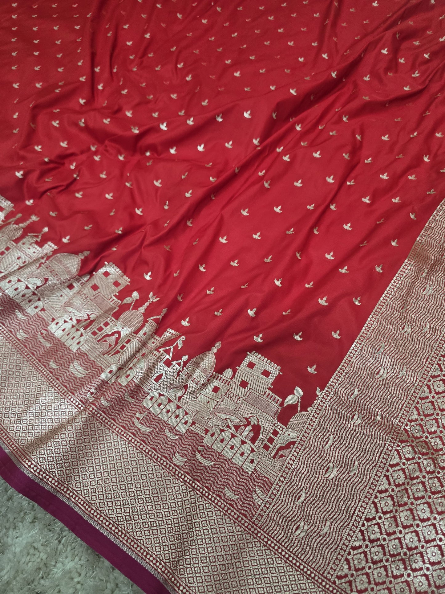Mashru Katan Silk Ghat Border Banarasi Saree