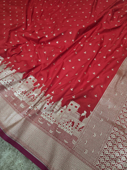 Mashru Katan Silk Ghat Border Banarasi Saree