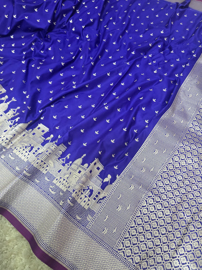 Mashru Katan Silk Ghat Border Banarasi Saree