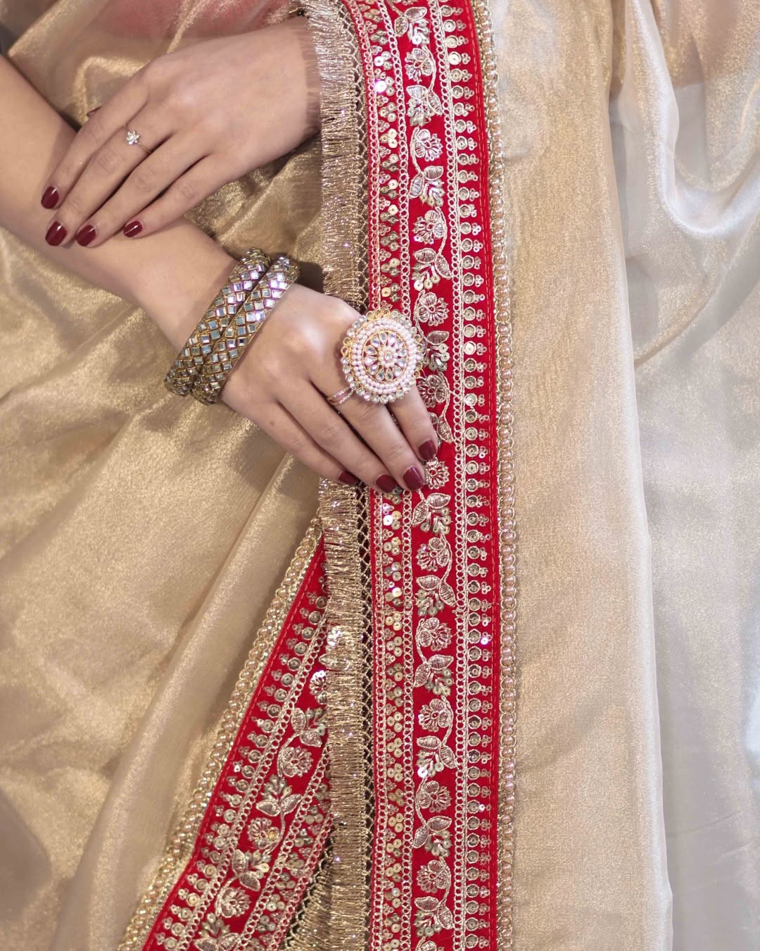 Maharani Ivory Tissue Silk Saree