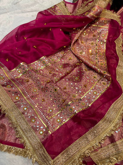 Viral Banarasi Soft Tissue Silk Ghunghroo Saree With Heavy Lace Attached