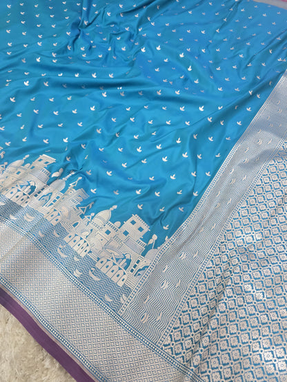 Mashru Katan Silk Ghat Border Banarasi Saree