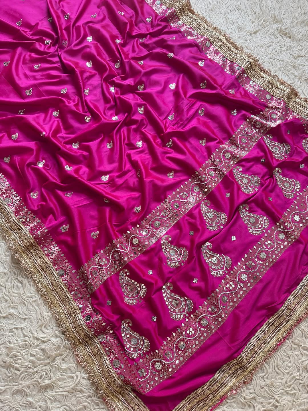 Gulbahar  Mirror Embellished Banarasi Katan Silk Saree