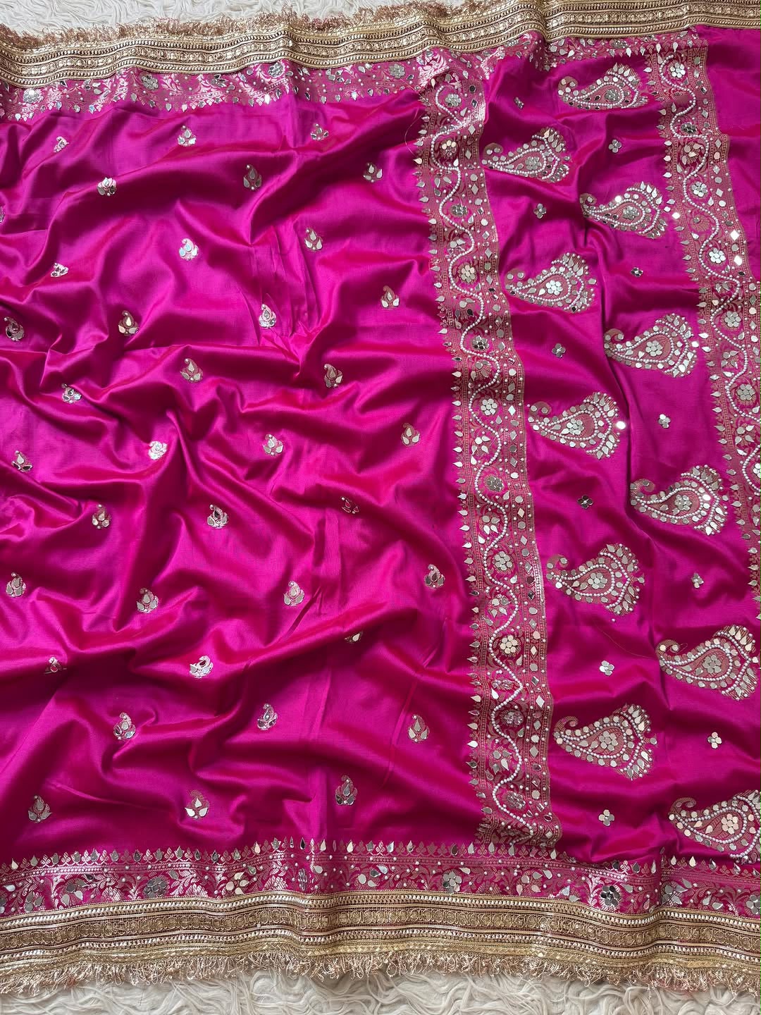 Gulbahar  Mirror Embellished Banarasi Katan Silk Saree