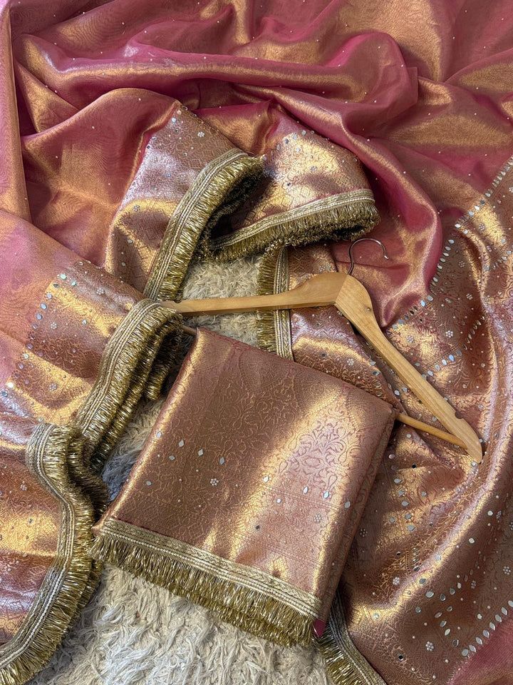 Rosé Gold Banarasi Tissue Silk Saree
