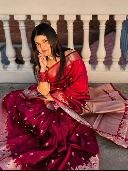 Royal Rani Pink Kashi Ghat Banarasi Silk Saree