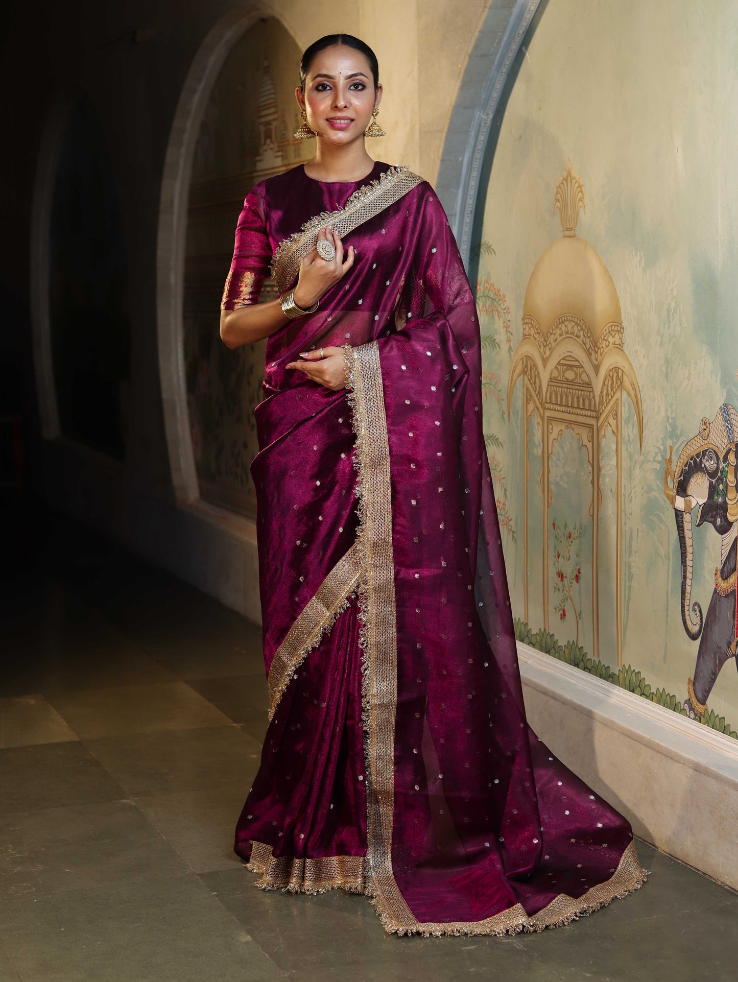 Royal Zari Buti Banarasi Tissue Silk Saree