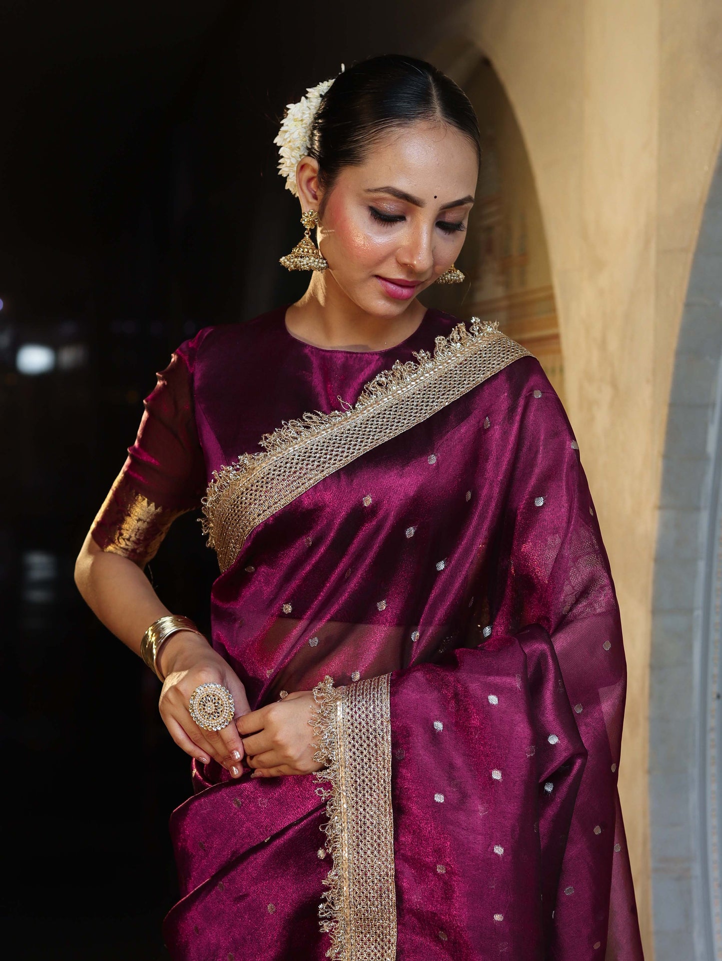 Royal Zari Buti Banarasi Tissue Silk Saree