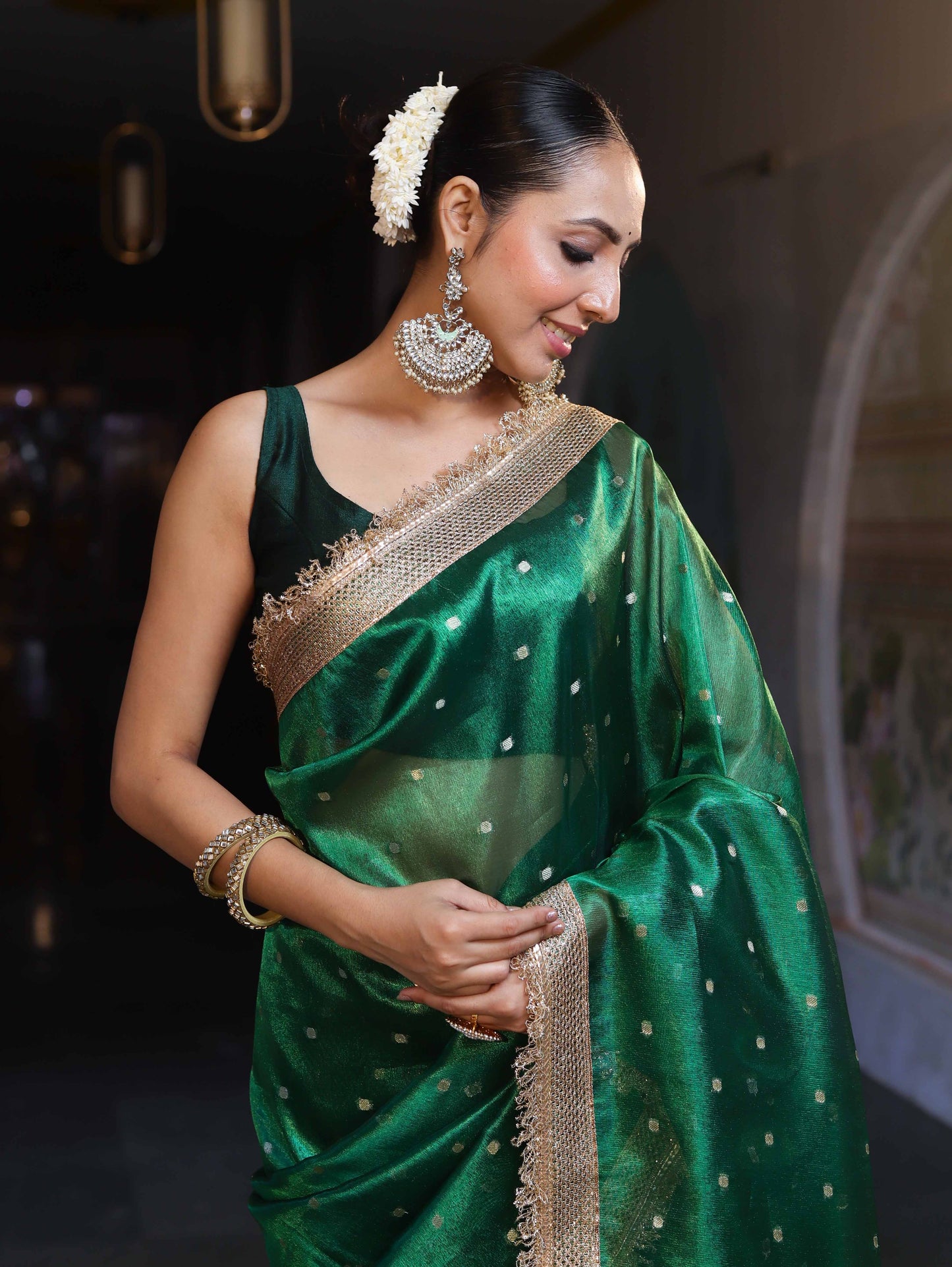 Royal Zari Buti Banarasi Tissue Silk Saree