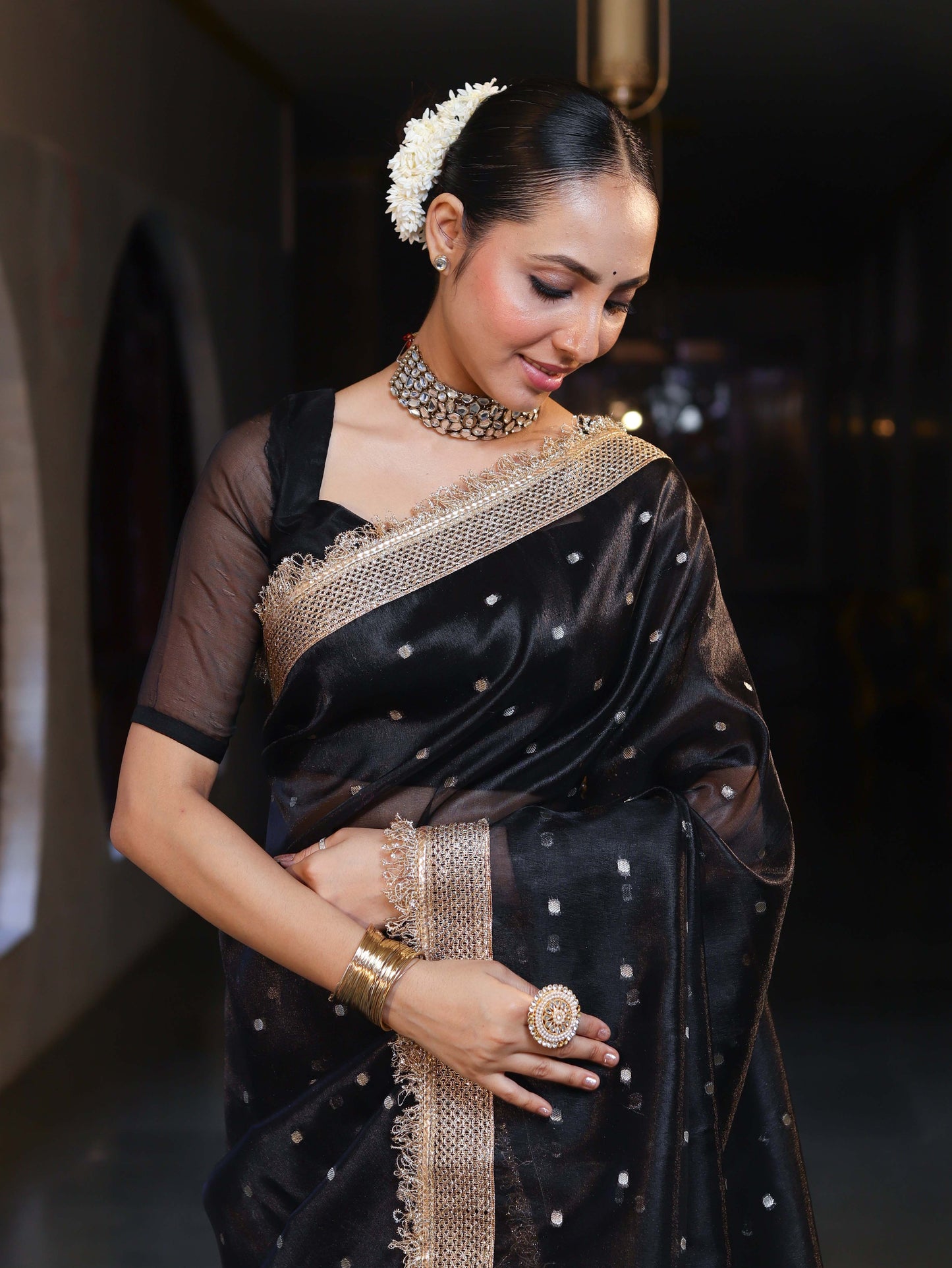 Royal Zari Buti Banarasi Tissue Silk Saree