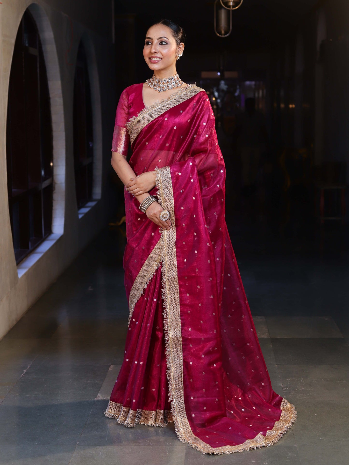 Royal Zari Buti Banarasi Tissue Silk Saree