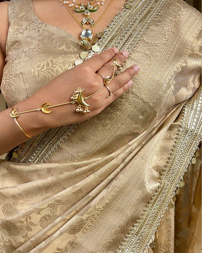 Gulab Jaal Coin Lace Tissue Silk Saree