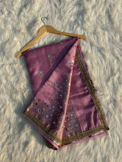 Buta Mirror Work Banarasi Tissue silk saree