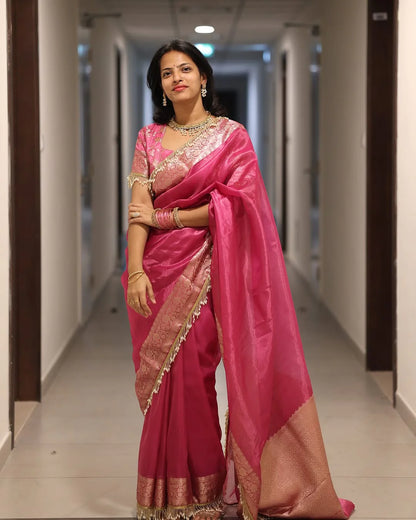 Katban Jhaalar Banarasi Tissue Silk Saree