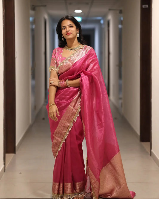 Katban Jhaalar Banarasi Tissue Silk Saree