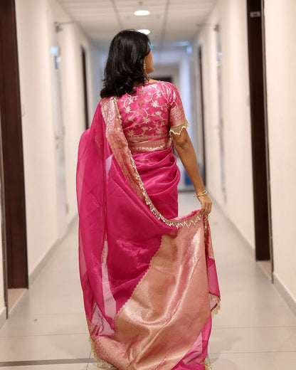 Katban Jhaalar Banarasi Tissue Silk Saree