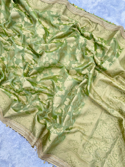 Gulab Jaal Coin Lace Tissue Silk Saree
