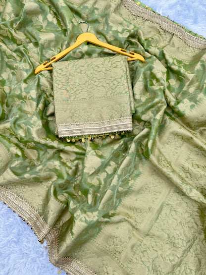 Gulab Jaal Coin Lace Tissue Silk Saree