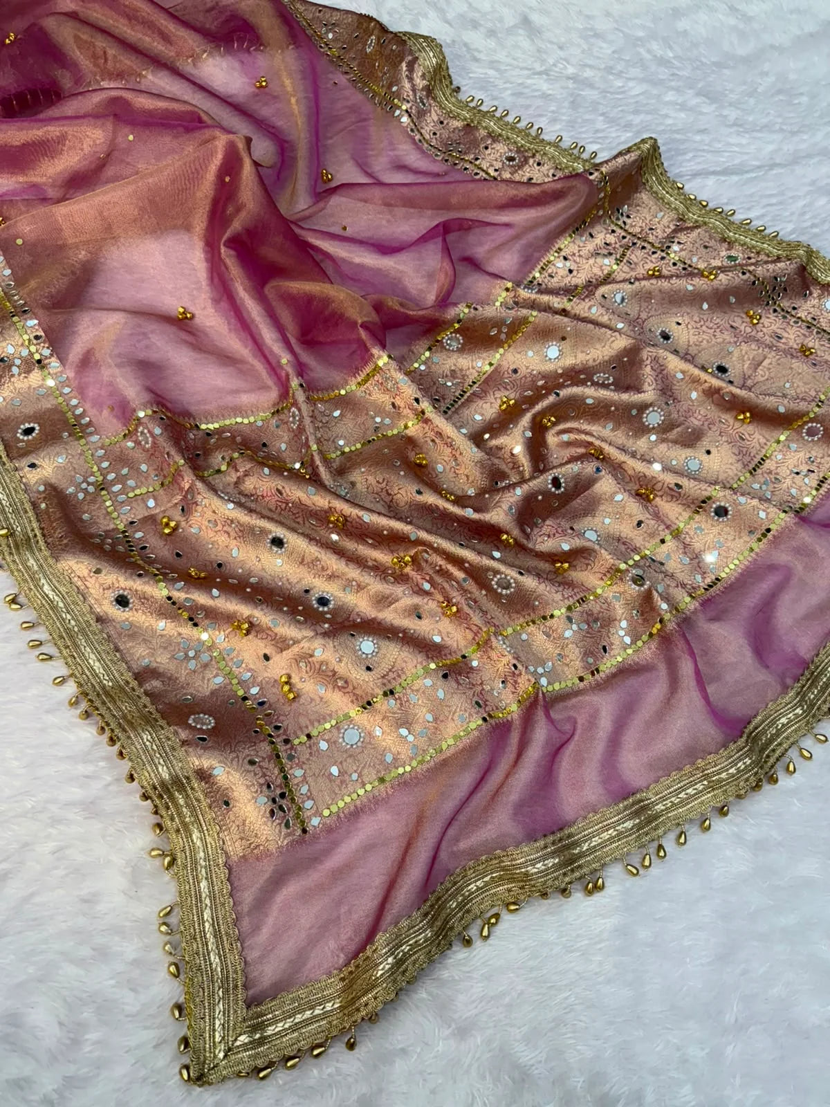 Viral Banarasi Soft Tissue Silk Ghunghroo Saree With Heavy Lace Attached
