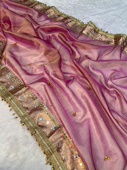 Viral Banarasi Soft Tissue Silk Ghunghroo Saree With Heavy Lace Attached