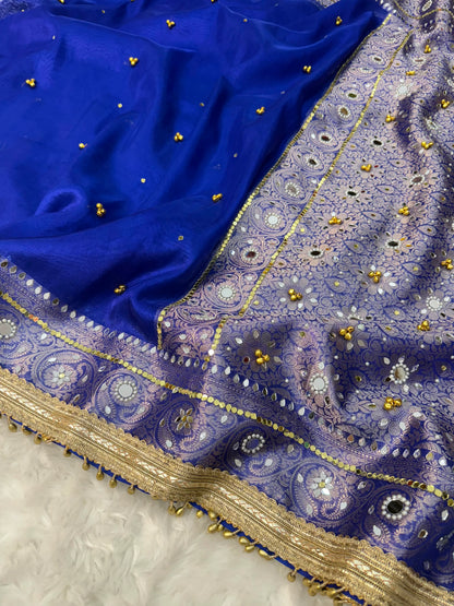Viral Banarasi Soft Tissue Silk Ghunghroo Saree With Heavy Lace Attached