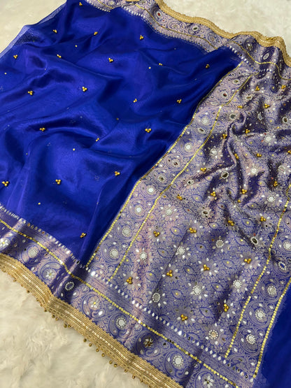 Viral Banarasi Soft Tissue Silk Ghunghroo Saree With Heavy Lace Attached