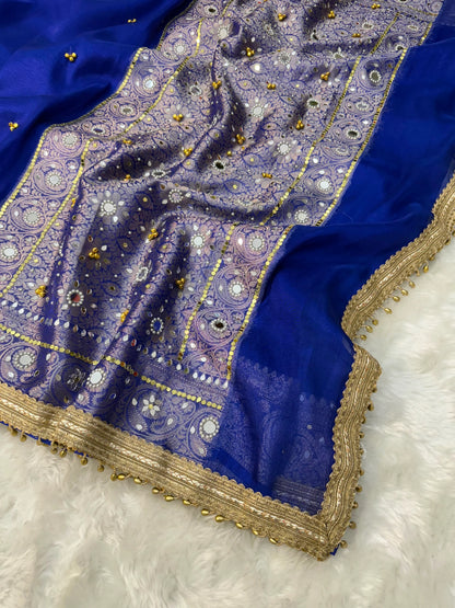 Viral Banarasi Soft Tissue Silk Ghunghroo Saree With Heavy Lace Attached