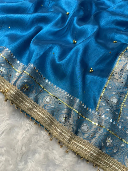 Viral Banarasi Soft Tissue Silk Ghunghroo Saree With Heavy Lace Attached