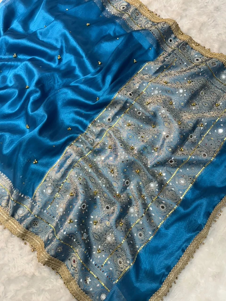 Viral Banarasi Soft Tissue Silk Ghunghroo Saree With Heavy Lace Attached