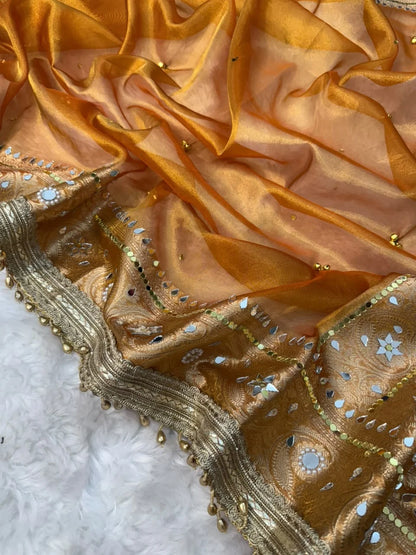 Viral Banarasi Soft Tissue Silk Ghunghroo Saree With Heavy Lace Attached