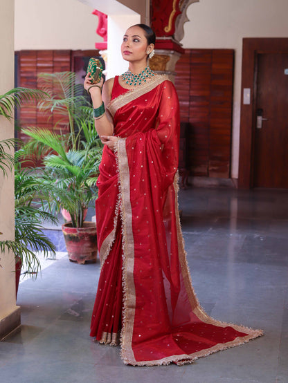 Royal Zari Buti Banarasi Tissue Silk Saree