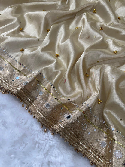 Viral Banarasi Soft Tissue Silk Ghunghroo Saree With Heavy Lace Attached