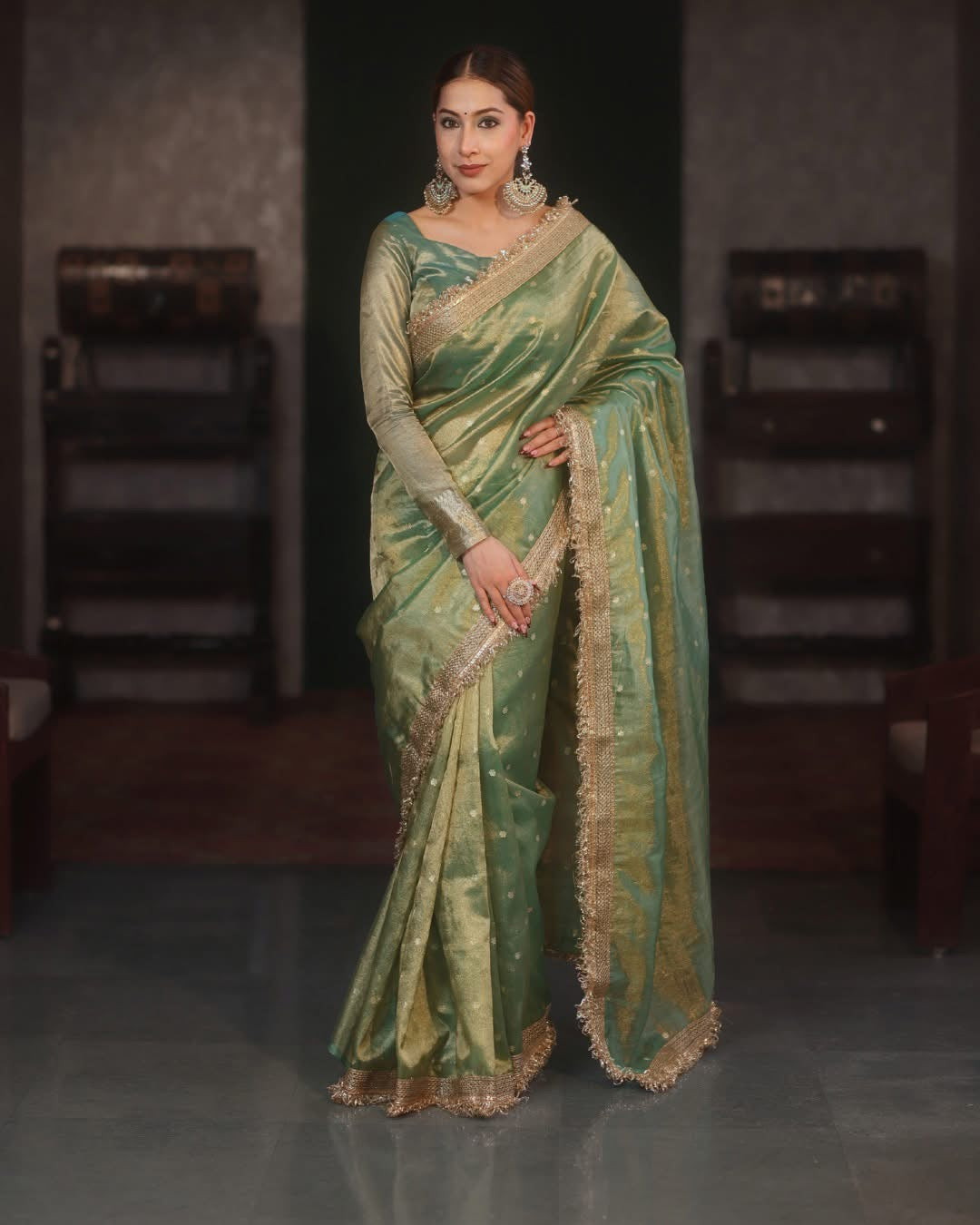 Royal Zari Buti Banarasi Tissue Silk Saree